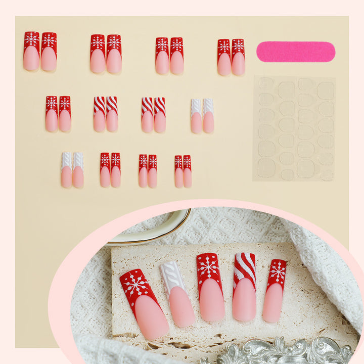 Festive Holiday Press-On Nail Art Set Bowlift