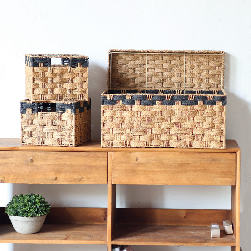 Square storage basket made of natural material Bowlift