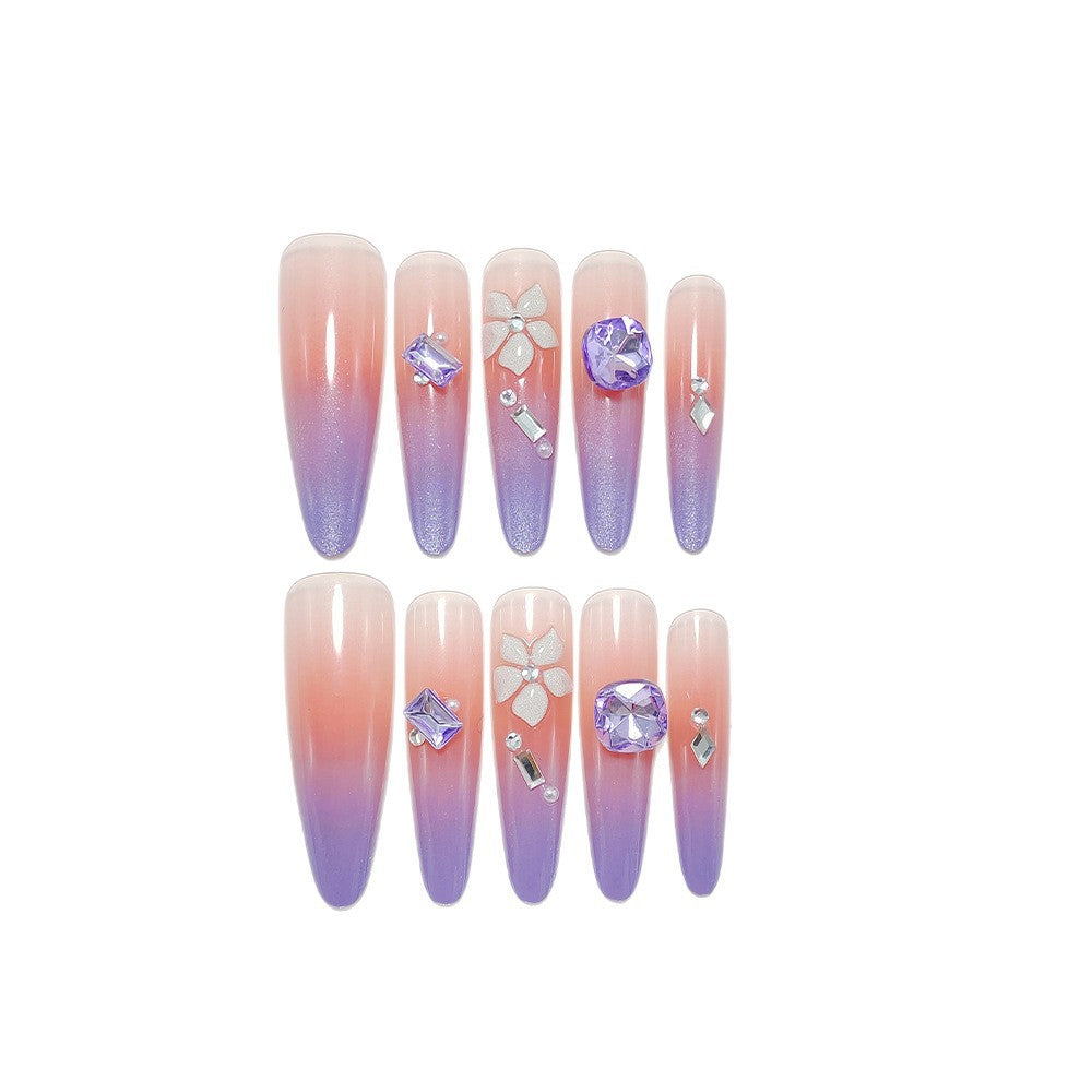Creative Nail Art Set with Glitter and Flower Design Bowlift
