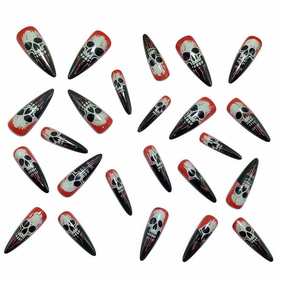 Artificial nails with creepy skull design Bowlift