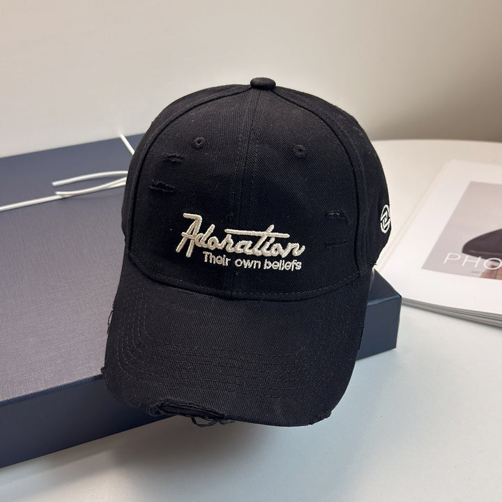 Women's Distressed Embroidered Baseball Cap Bowlift