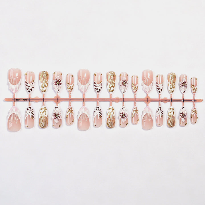Elegant Floral Themed Press-On Nail Art Bowlift