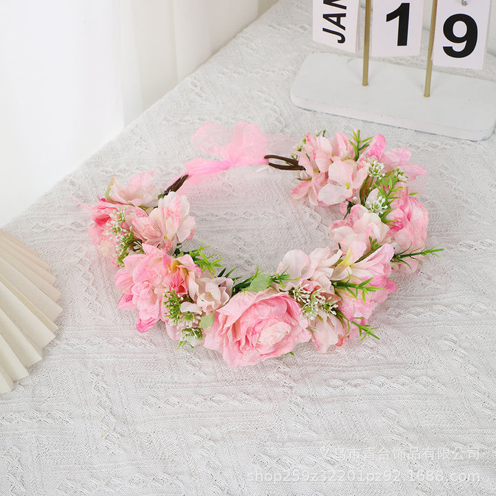 Handmade Romantic Artificial Flower Crown Headband for Bridal and Festival Bowlift