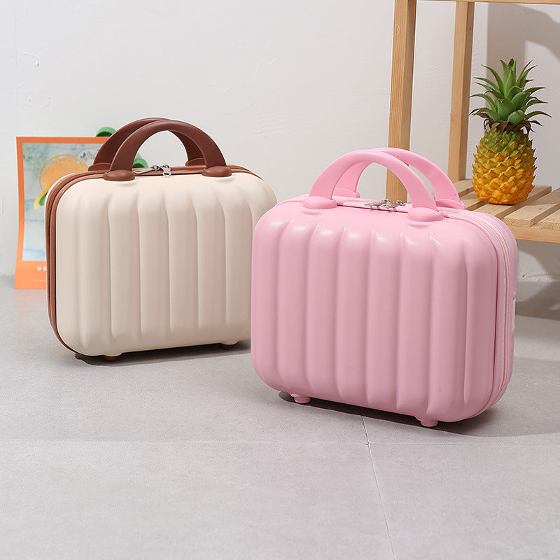 compact hardshell vanity travel case with molded ribbed exterior cushioned organizer panels and dual-lock zipper Bowlift