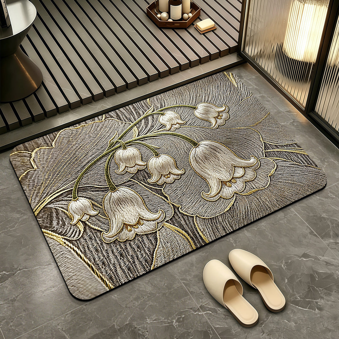 Elegant Floral Patterned Bath Mat Bowlift