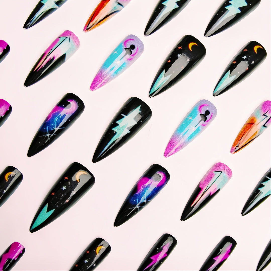 Cosmic Lightning Nail Art Bowlift