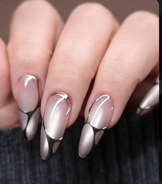 Premium Stiletto Nail Art Set with Chrome Accents Bowlift
