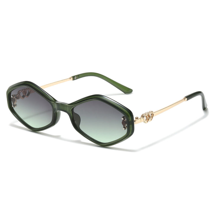 Geometric Frame Sunglasses with Rhinestone Accents Bowlift