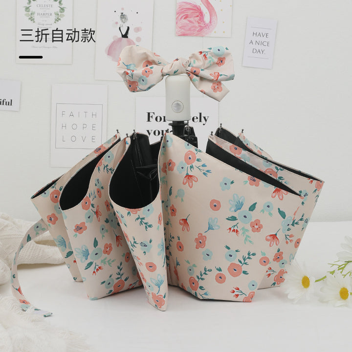 Women's Foldable Umbrella with Colorful Floral Patterns Bowlift