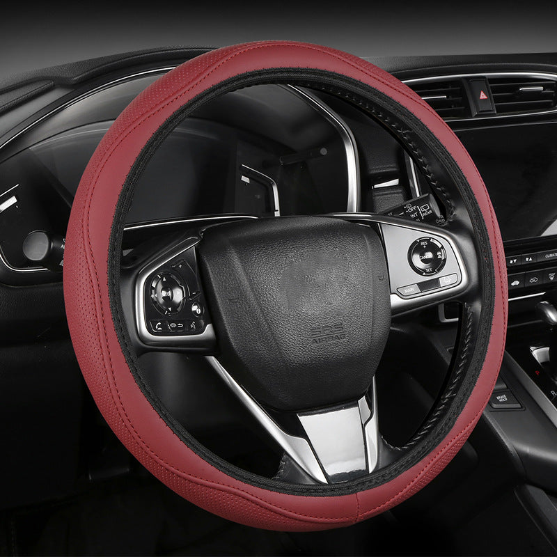 Premium Perforated Leather Steering Wheel Cover with Anti-Slip Cushion Bowlift