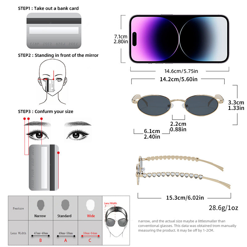 Fashionable sunglasses with oval frame and luxurious accent Bowlift