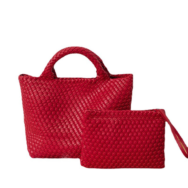 Elegant Braided Handbag with Removable Clutch Bowlift