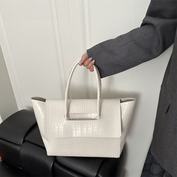 WoCrocodile Textured Structured Handbag Bowlift