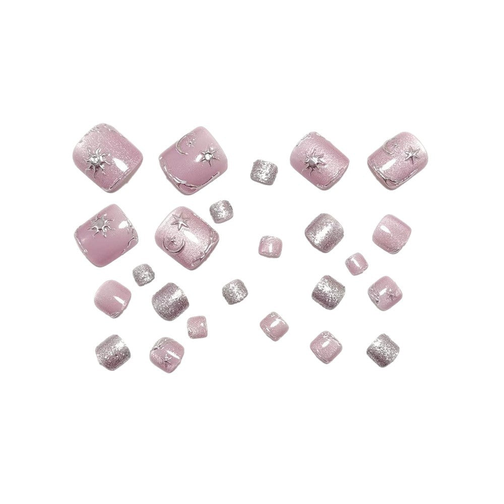 Nail art set with silver star and glitter accents Bowlift