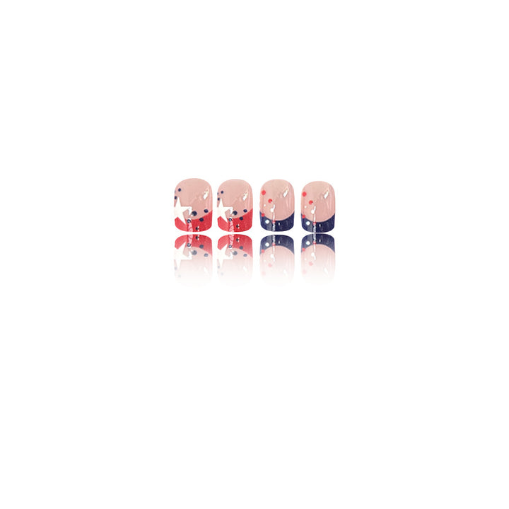 Decorative Press-On Nail Art Set with Star and Stripe Designs Bowlift