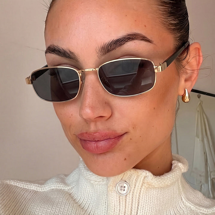 Women's elegant rectangular sunglasses with fine metal frame Bowlift