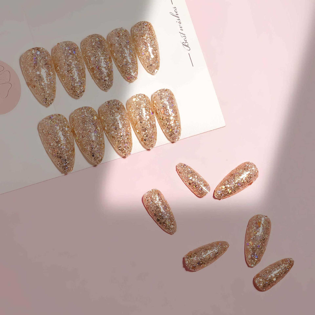 Sparkly Long Press-On Nails Bowlift