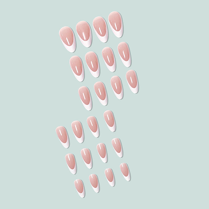 Stiletto artificial nails with elegant French design Bowlift