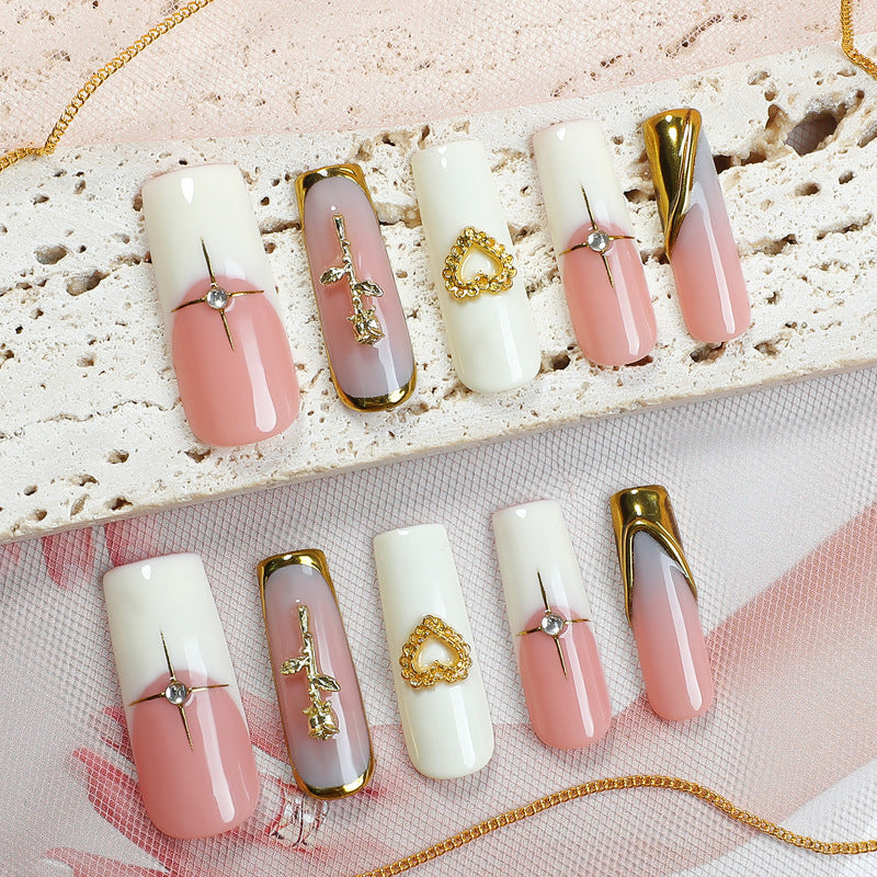 Acrylic nail set with glamorous decorations Bowlift