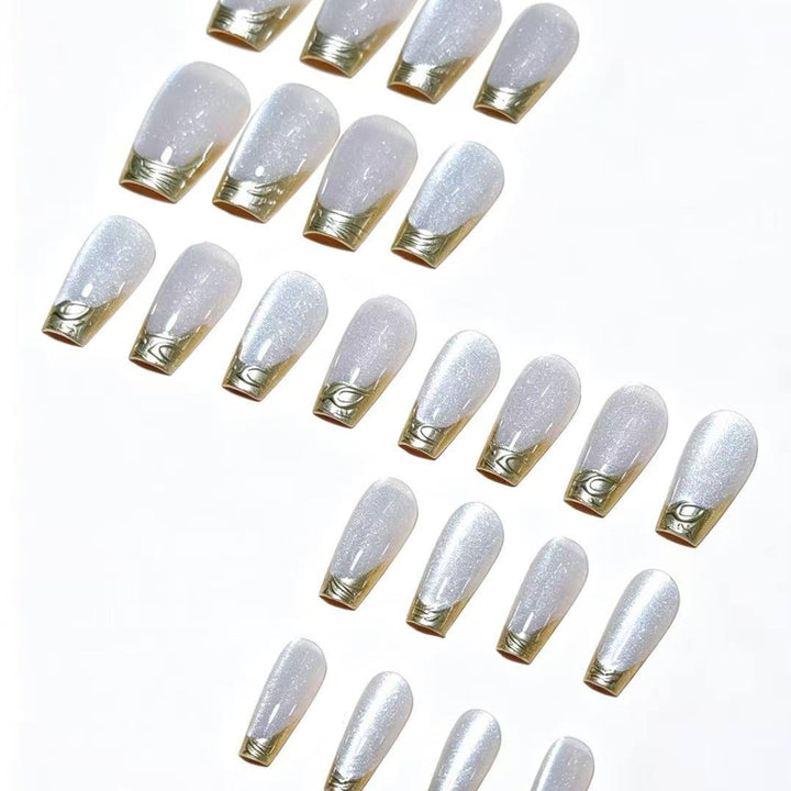 Elegant French Tip Press-On Nail Set Bowlift 1787380647