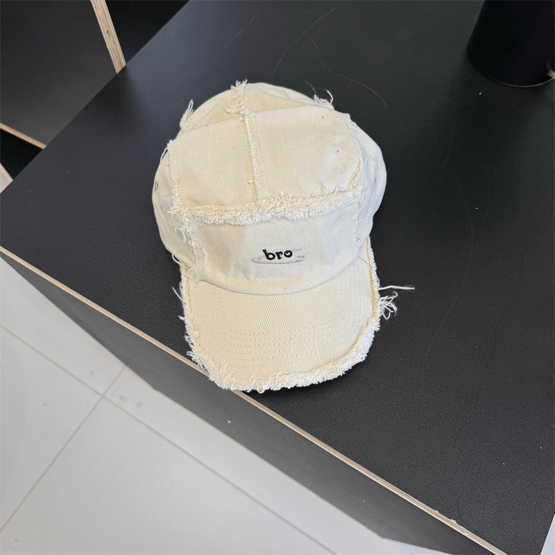 Men's Distressed Denim Snapback Cap Bowlift