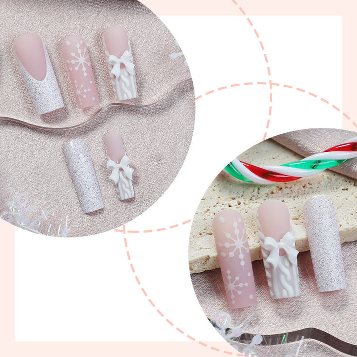 Artificial nail set with luxurious glitter and floral accents Bowlift