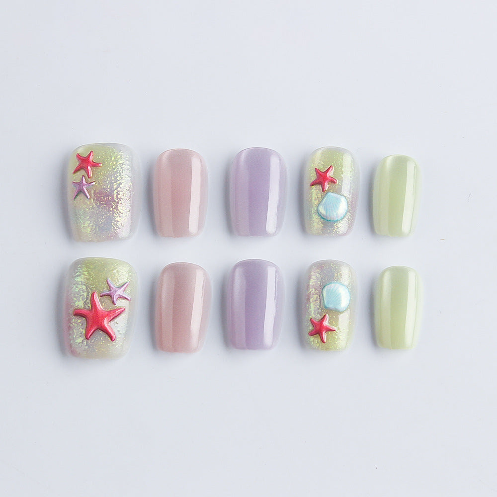 Artistic Beach-Inspired Press-On Nails Bowlift