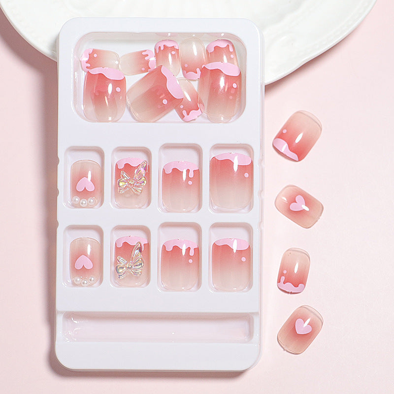 Romantic Heart Design Press-On Nail Set Bowlift