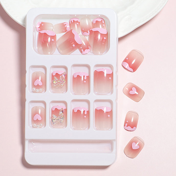 Romantic Heart Design Press-On Nail Set Bowlift