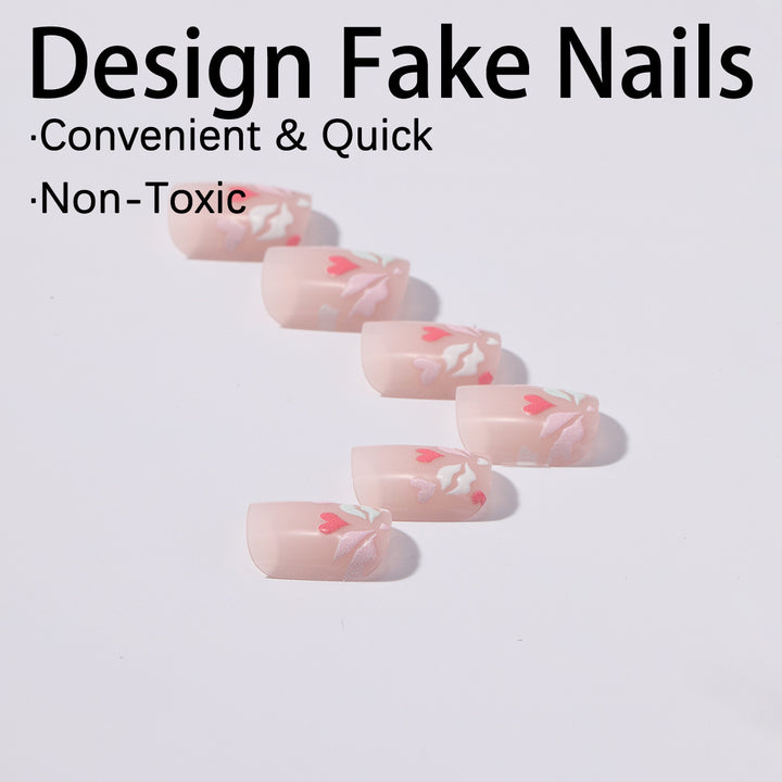Nail art set with romantic heart and floral designs Bowlift