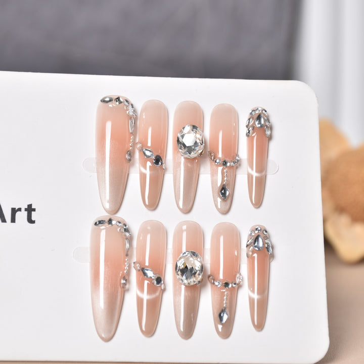 Decorative Press-On Nails with Gem Accents Bowlift