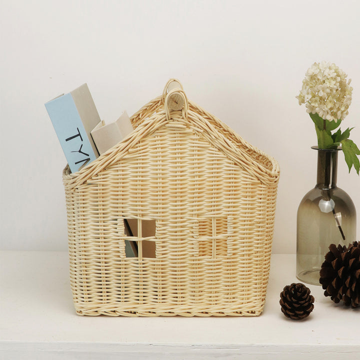Woven House-Shaped Storage Basket Bowlift