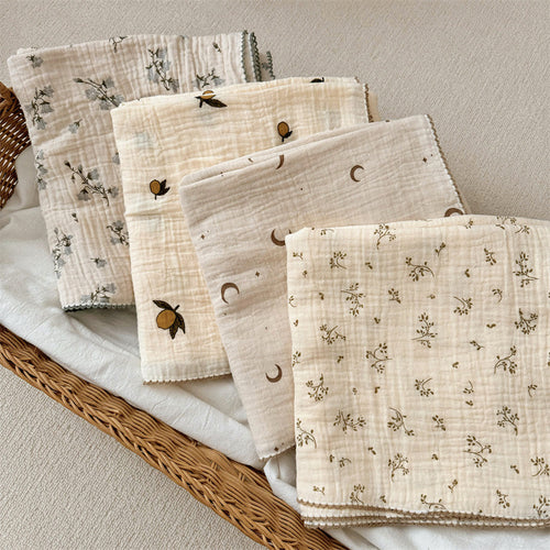 Women's Cozy Cotton Blanket with Floral Design Bowlift