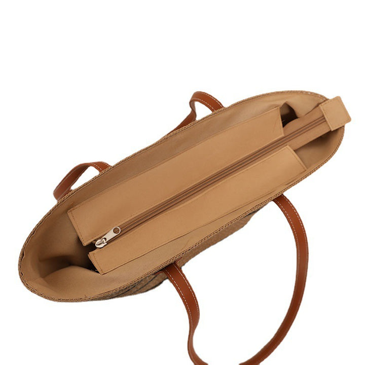 Elegant Bast Handbag with Leather Handles Bowlift