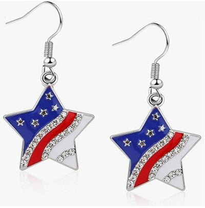 Ladies playful star earrings with crystal embellishment and hook closure Bowlift
