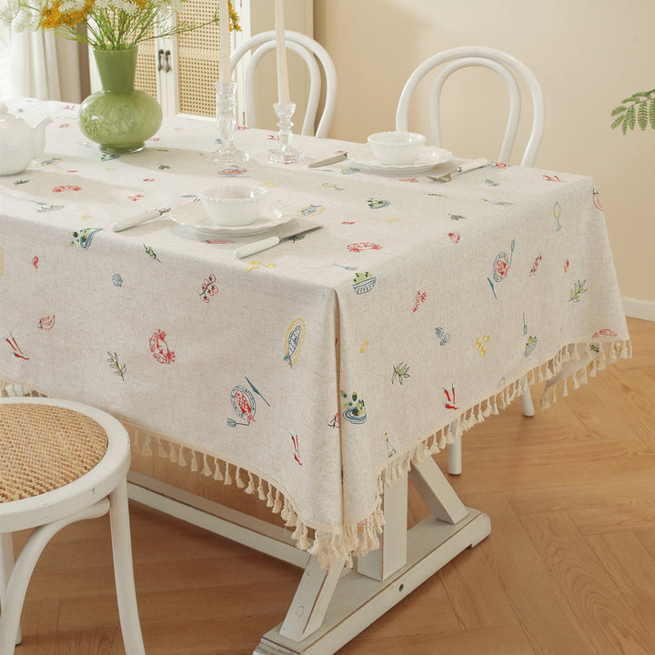 Embroidered Fruit Design Tablecloth