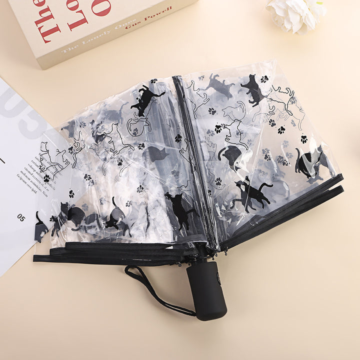 Women's Foldable Umbrella with Transparent Design and Animal Patterns Bowlift