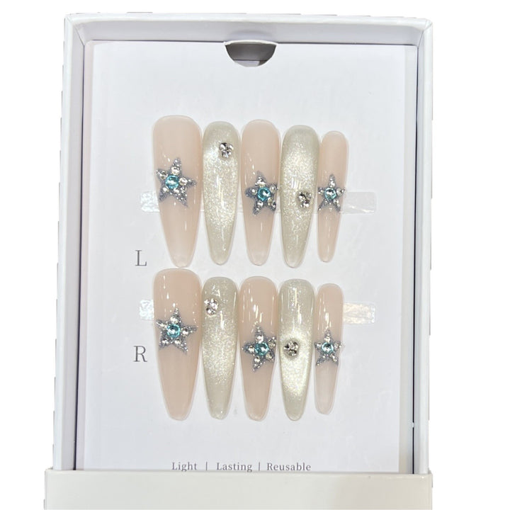 Star-Accent Press-On Nail Art Set Bowlift