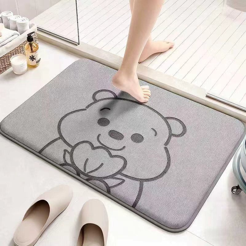Absorbent Cartoon-Themed Bath Mat Bowlift