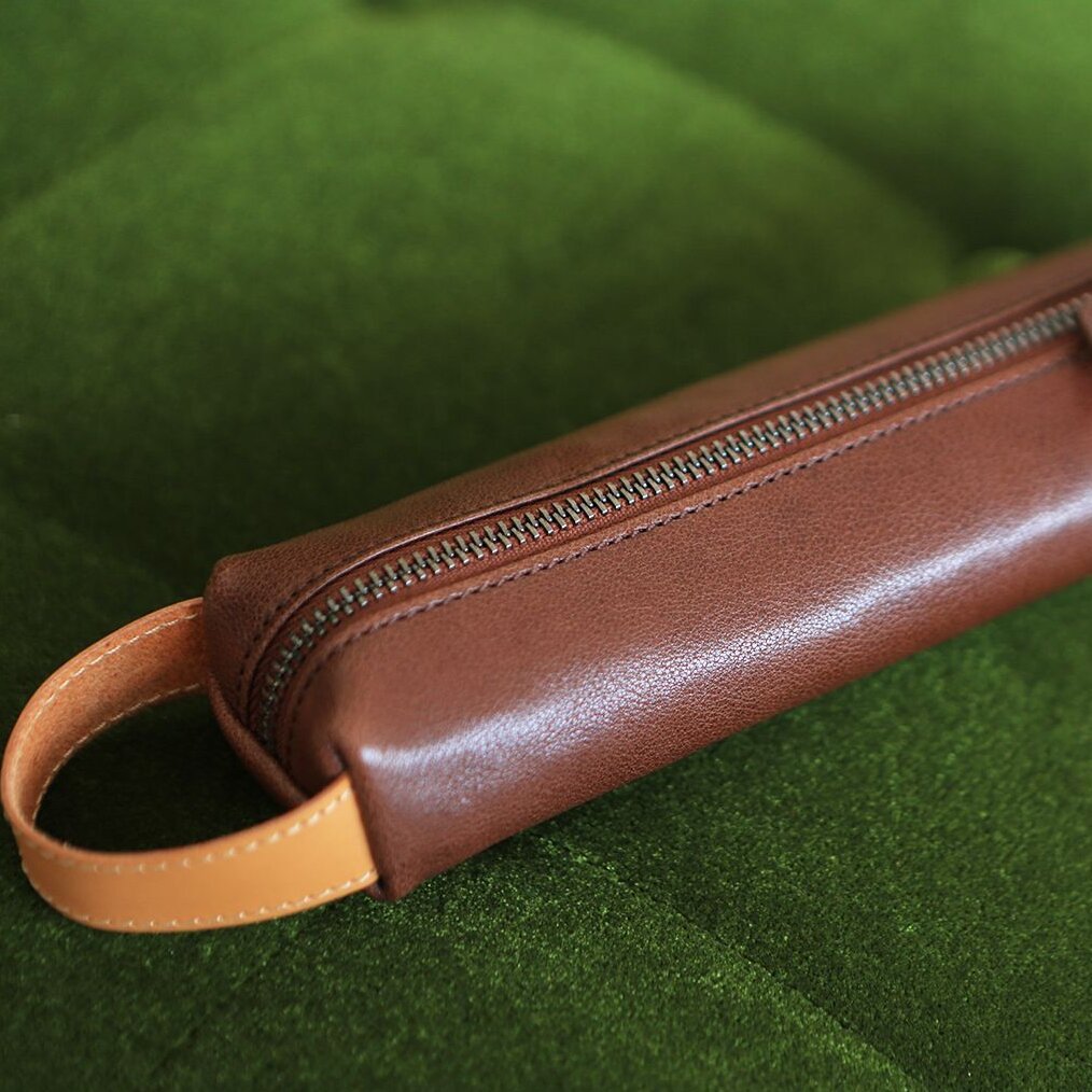 Stylish Zippered Leather Pencil Case Bowlift