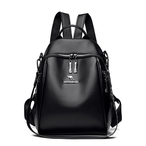 Chic Multi-Functional Leather Backpack