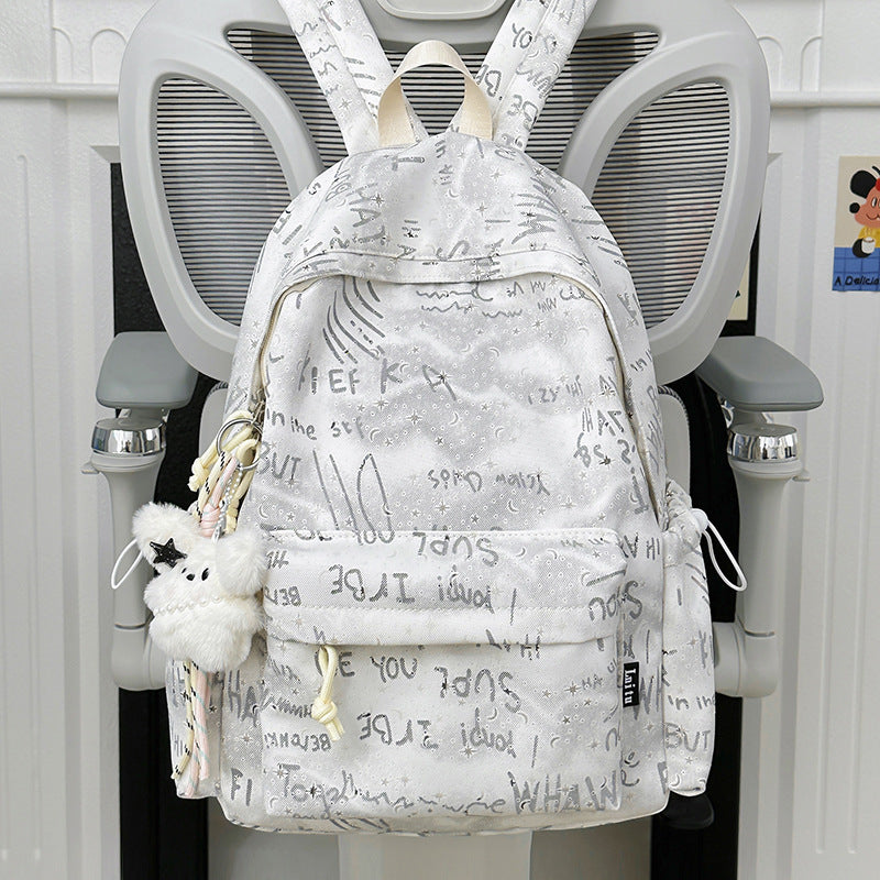 Trendy Script Print Backpack Bowlift
