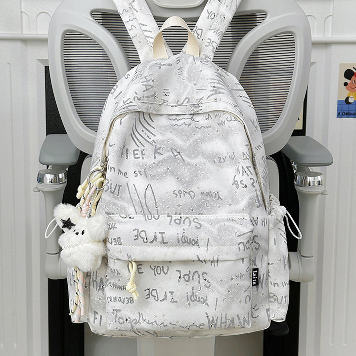 Trendy Script Print Backpack Bowlift