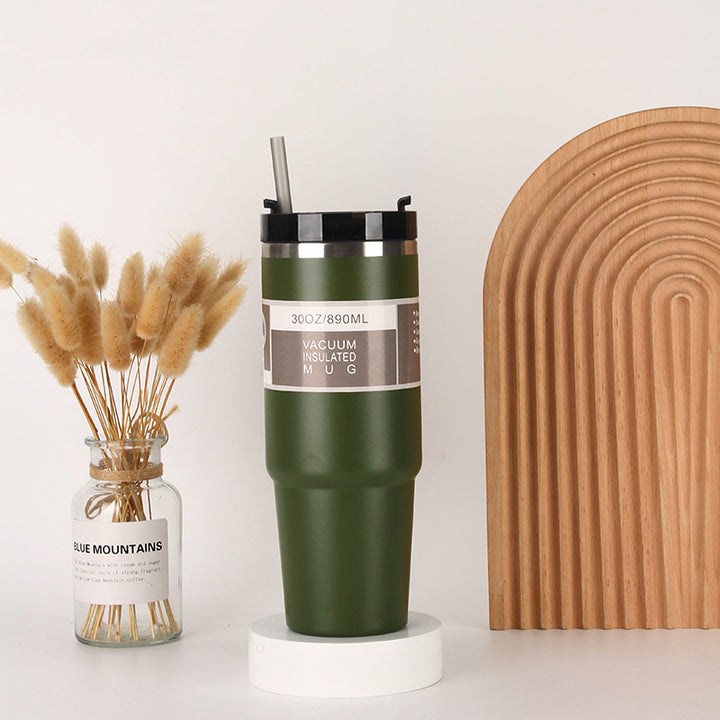 Unisex Insulated Drinking Cup with Integrated Straw Bowlift
