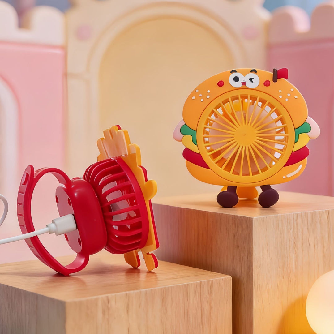 Ladies Portable USB Hand Fan in Fun Fries Design Bowlift