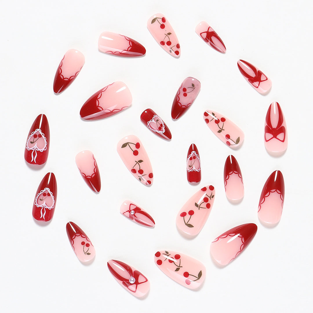 Creative nail set with romantic heart and bow accents Bowlift