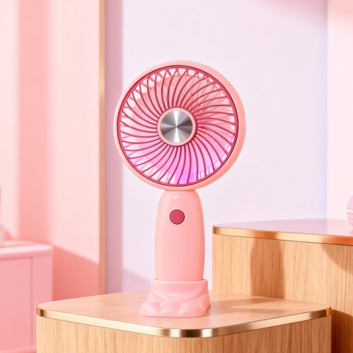 Ladies portable handheld fan with LED function and ergonomic design Bowlift