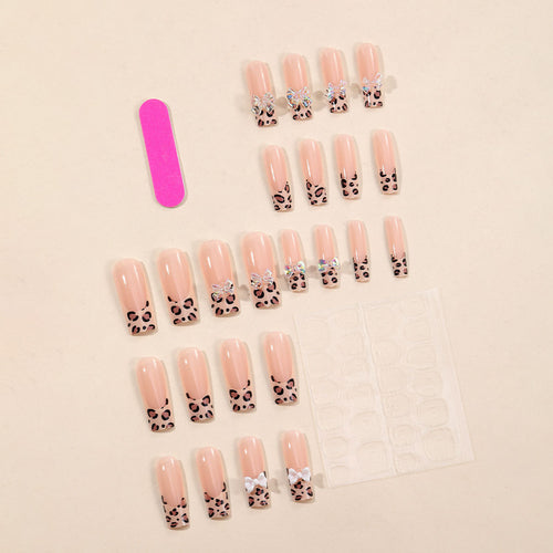 Decorative Leopard Print Acrylic Nail Art Extensions Bowlift