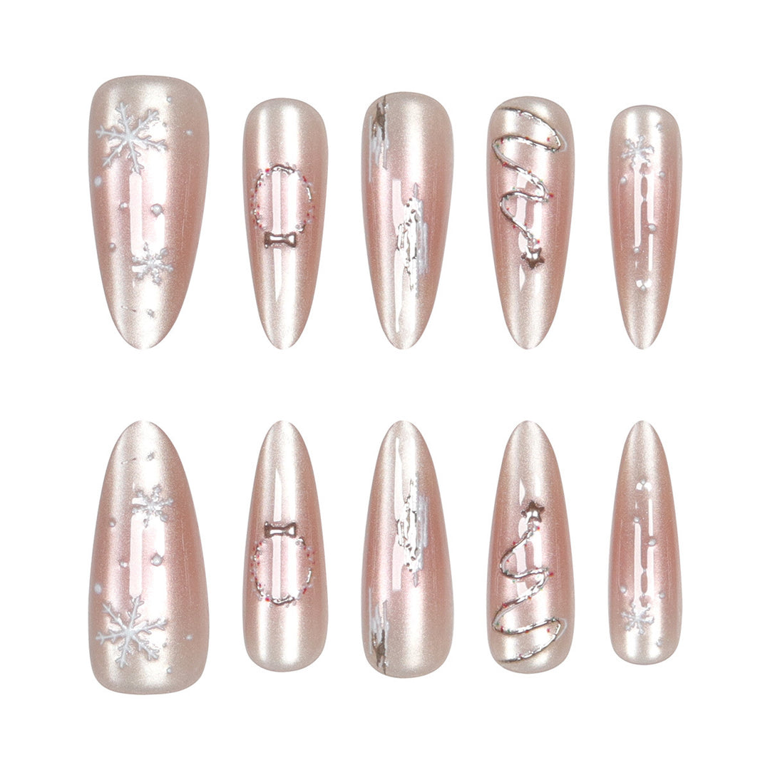 Premium Stiletto Press-On Nails with Elegant Frosted Design Bowlift