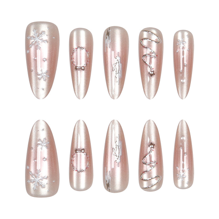 Premium Stiletto Press-On Nails with Elegant Frosted Design Bowlift
